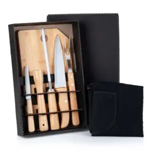 Kit para churrasco com avental 8 peças personalizado
