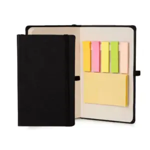 Caderneta de bolso 10x16cm com marcador personalizada - preta