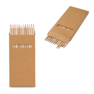 Kit 12 lápis de cor em caixa kraft personalizado