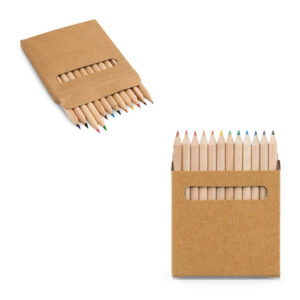 Kit 12 mini lápis de cor em caixa kraft personalizado