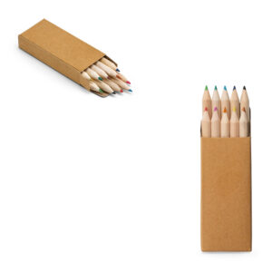 Kit 10 mini lápis de cor em caixa kraft personalizado