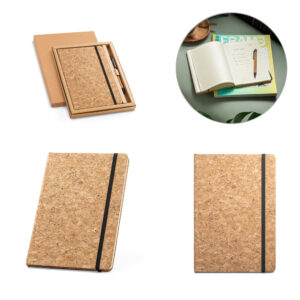 Kit caderno e caneta em cortiça personalizado