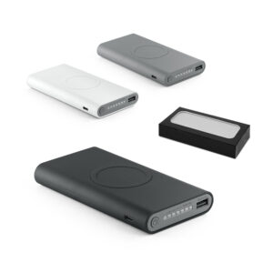 Bateria portátil por indução 10000mAh em ABS reciclado personalizada