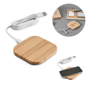Carregador por indução em bambu personalizado