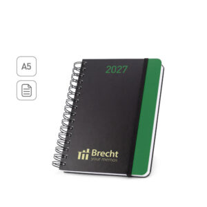 Agenda A5 em papel 100% reciclado com acabamento mate personalizada