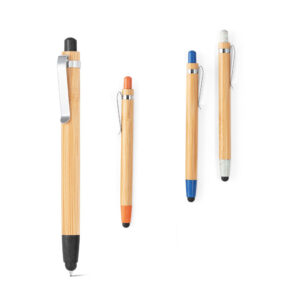 Caneta em bambu com touch screen personalizada