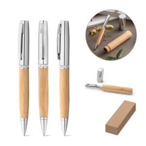 Caneta em bambu com estojo personalizado