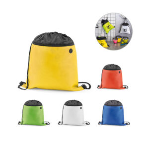 Sacola mochila em 210D com saída para fone personalizada