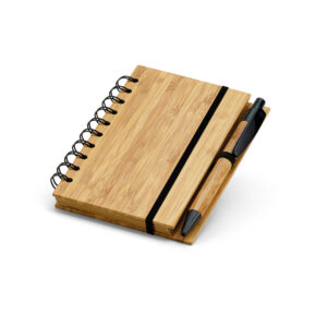 Caderno A6 espiral em bambu com páginas recicladas personalizado