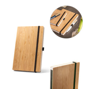 Caderno de bolso com capa em bambu personalizado
