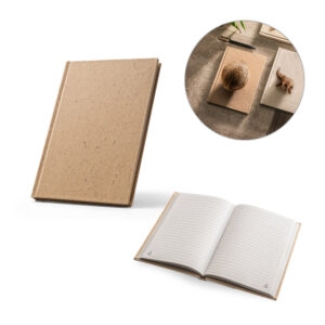Caderno A5 em casca de coco e algodão reciclado personalizado