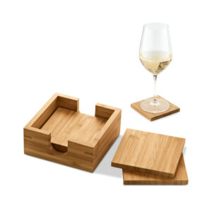 Kit com 4 porta copos em bambu personalizado