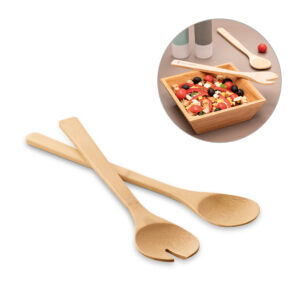 Kit talheres para salada em bambu personalizado