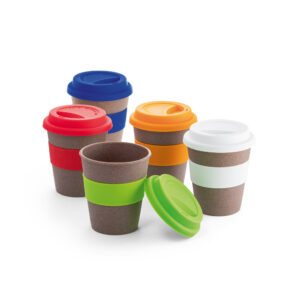 Copo de viagem em fibra de bambu e PP 390ml personalizado
