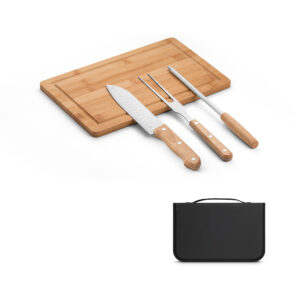 Kit churrasco com tábua em bambu personalizado