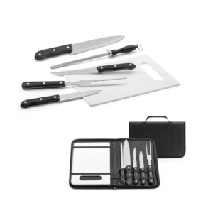 Kit churrasco em estojo de nylon 5 utensílios em inox personalizado