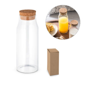 Garrafa em vidro com tampa de cortiça 1L personalizada