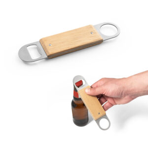 Abridor de garrafas em inox com cabo de madeira personalizado