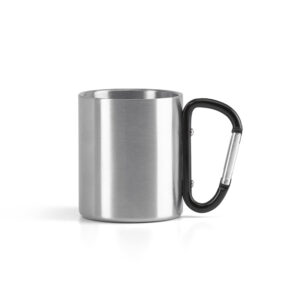 WINGS. Caneca em aço inox, com pega em forma e função de mosquetão (230 mL)