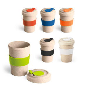 Copo de viagem em fibra de bambu e PP 500ml personalizado