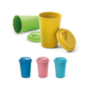 Copo de viagem em fibra de bambu e PP 450ml personalizado