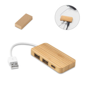 Hub USB em bambu personalizado