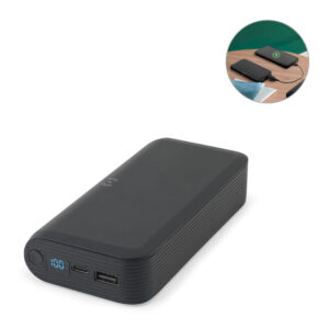 Bateria portátil por indução 20000mAh em ABS reciclado personalizada