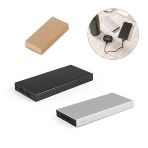 Bateria portátil em alumínio reciclado 10000mAh personalizada