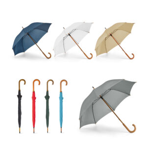Guarda-chuva em poliéster 190T com cabo de madeira personalizado