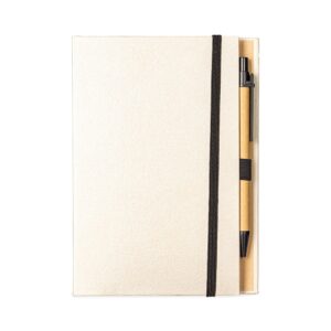 Bloco de anotações com capa especial e elástico personalizado