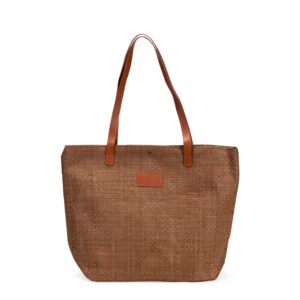 Bolsa de palha trançada com zíper personalizada