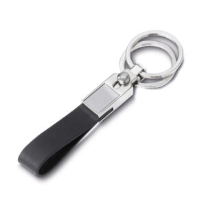 Chaveiro em metal e couro sintético com caixa personalizada