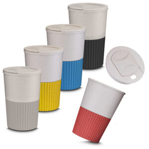 Copo fibra de trigo 400ml com tampa personalizado