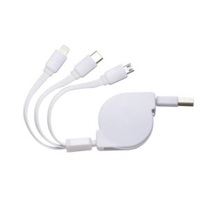 Cabo USB retrátil 3 em 1 personalizado