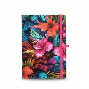 Caderneta A5 estampada com elástico personalizada