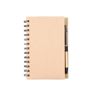 Caderno B6 ecológico com autoadesivos e caneta personalizado
