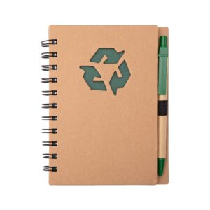Caderno 16x13cm ecológico em kraft com caneta personalizado