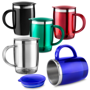 Caneca plástica com interior em inox 400ml personalizada