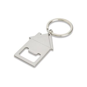 Chaveiro abridor em inox formato casa personalizado