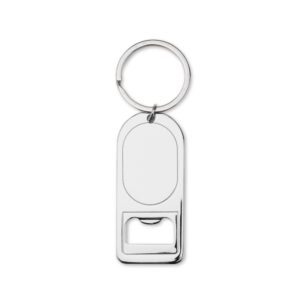 Chaveiro abridor em metal brilhante personalizado