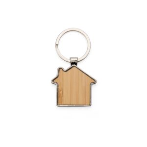 Chaveiro em metal formato casa com bambu personalizado