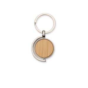 Chaveiro em metal com detalhe em bambu personalizado