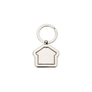 Chaveiro em metal giratório formato casa personalizado