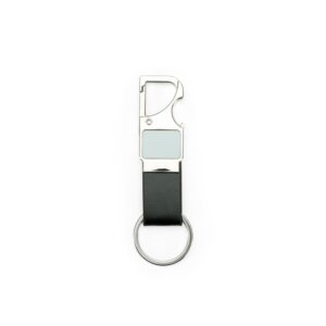 Chaveiro em metal com couro sintético personalizado
