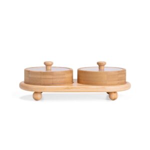 Conjunto de potes em bambu 2 peças personalizado