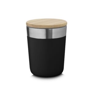 Copo térmico em inox com tampa de bambu 300ml personalizado