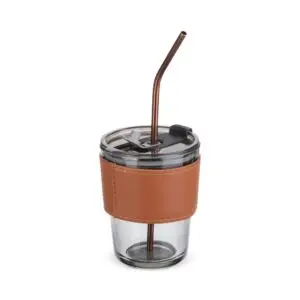 Copo de vidro com canudo 350ml personalizado