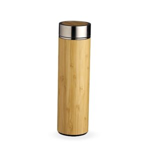 Garrafa térmica em bambu e inox 500ml personalizada