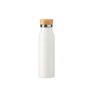 Garrafa térmica em inox com tampa bambu 600ml personalizada