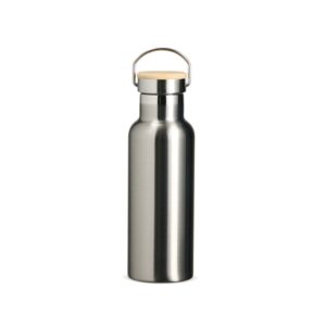 Garrafa térmica em inox com tampa bambu 500ml personalizada